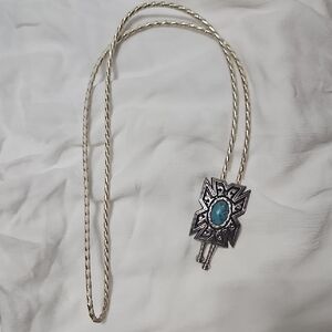 Silver and Turquoise Pendant Necklace